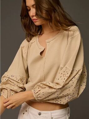 Pilcro by Anthropology Batwing Eyelet Sweatshirt